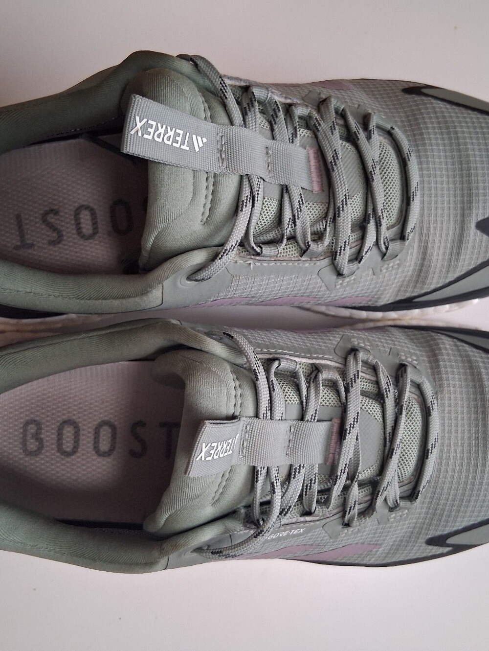 adidas Terrex Olive Green with Pink Accent Trail Running Shoes - Picture 5 of 8